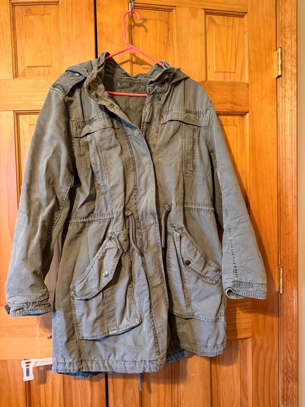 American Eagle Outfitters Olive Utility Hooded Jacket